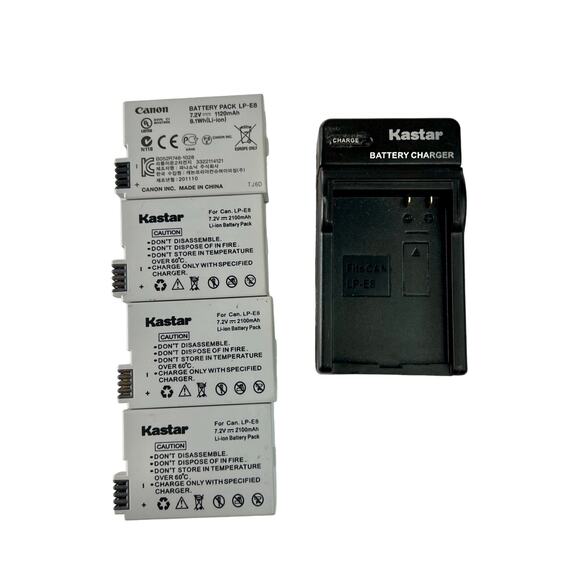 Kastar Kit - Battery USB Charger w/(1)Canon LP-E8 and (3) Kaster LP-E8 Batteries - Picture 1 of 12